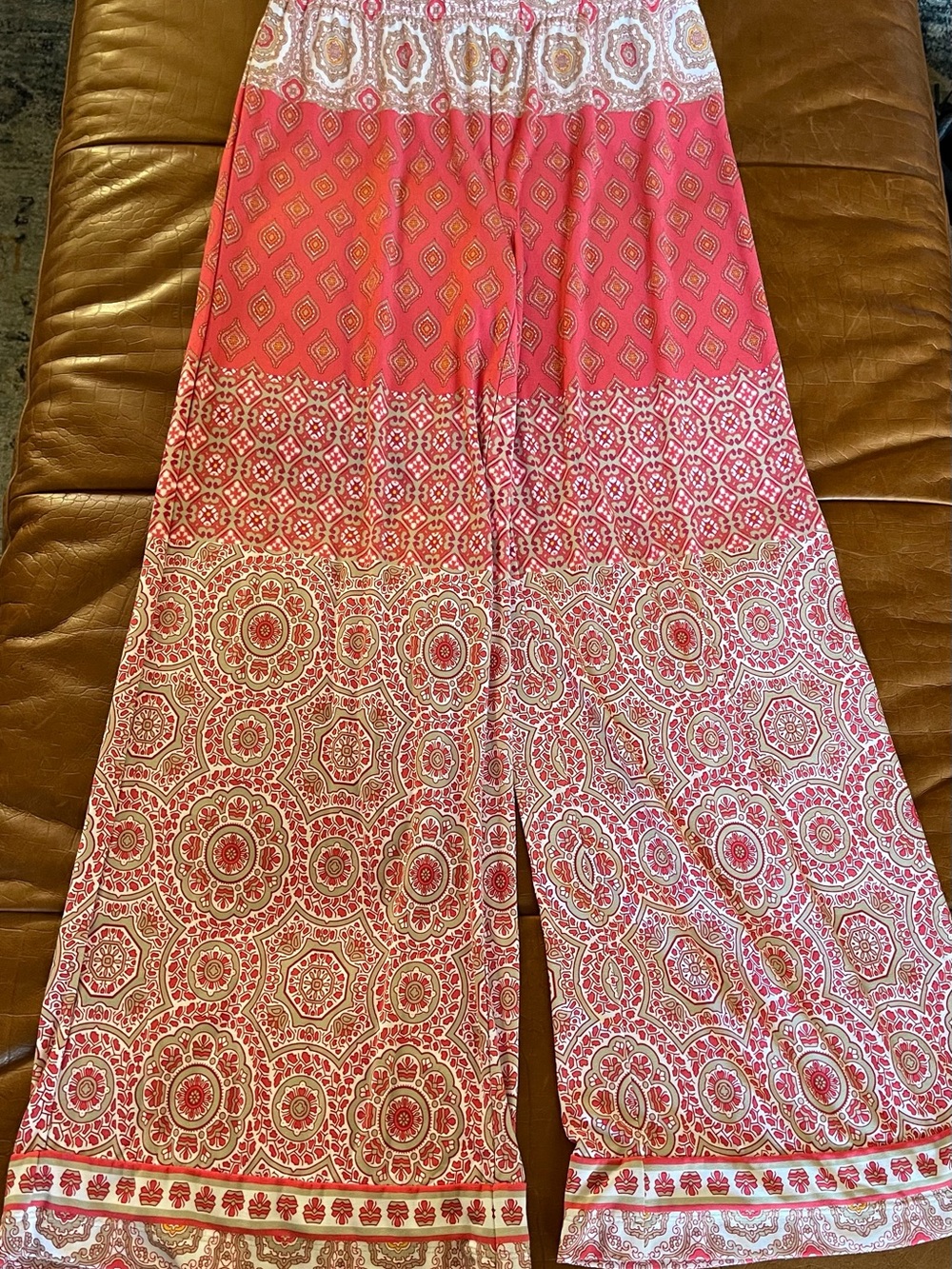 Chico's Printed Palazzo Pants Small 4 Coral